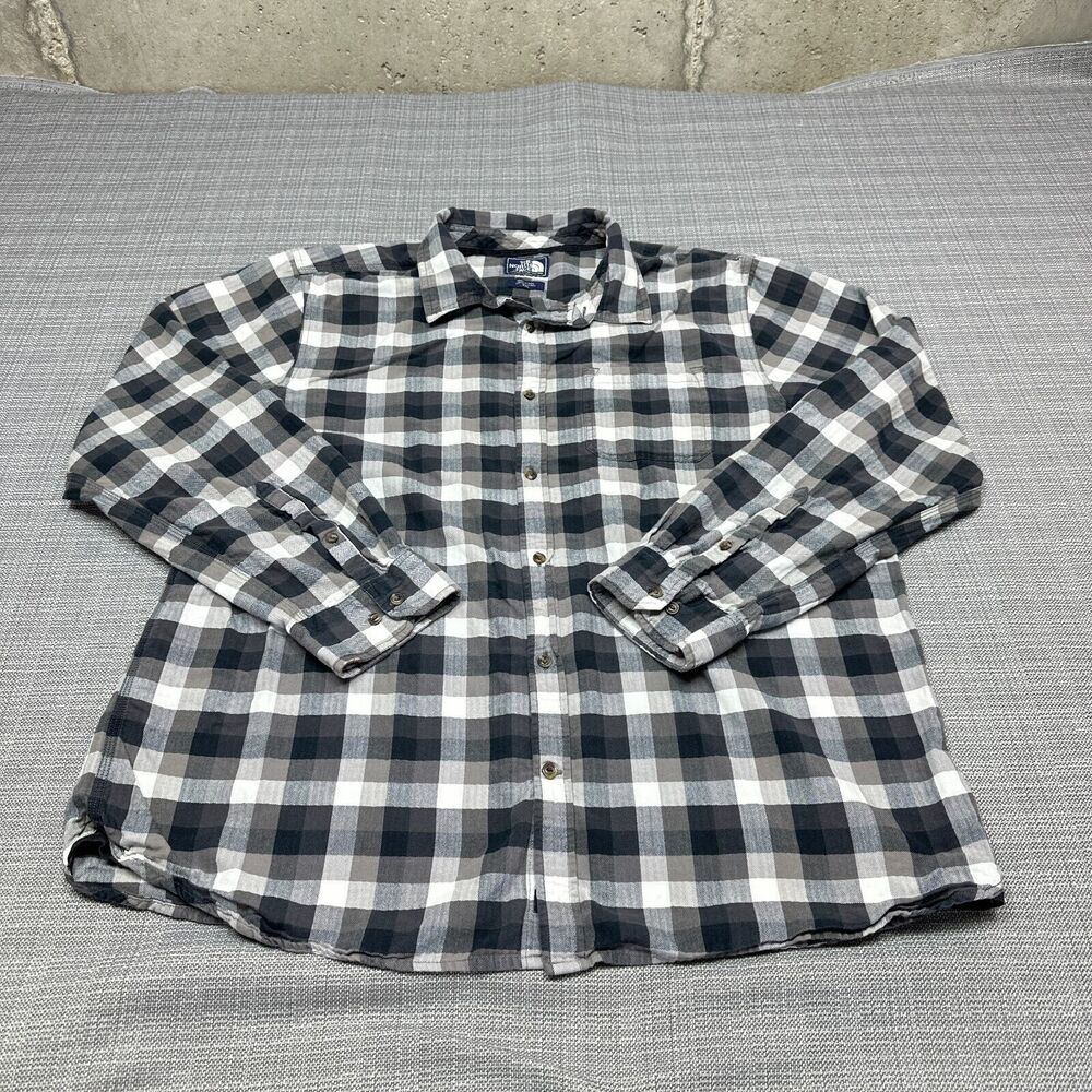 The North Face Shirt Mens‎ XXL Black White Check Outdoors Cabin Woods Gorpcore